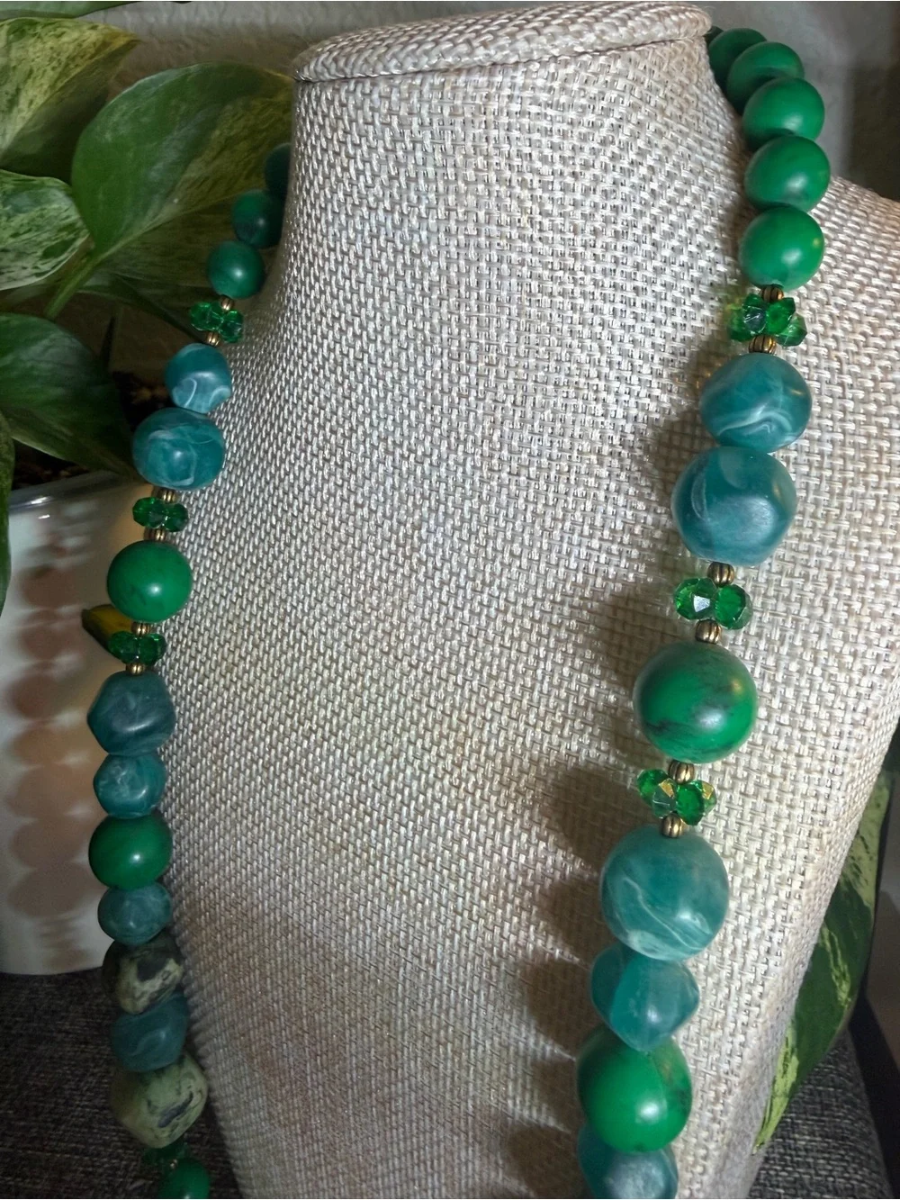 Handmade Green Mixed-Beaded Eye Glass Chain